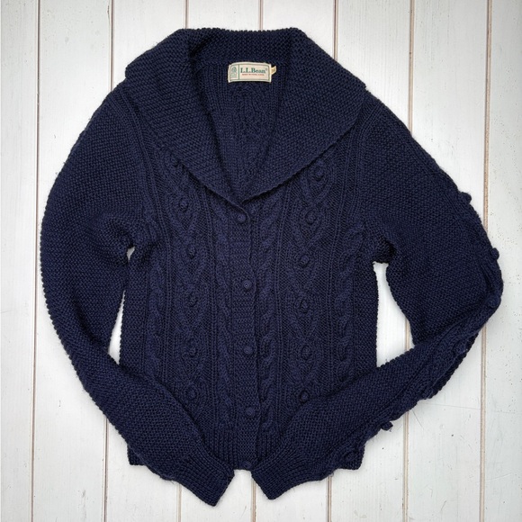 L.L. Bean Sweaters - Vintage L.L. Bean Wool Cable Knit Cardigan